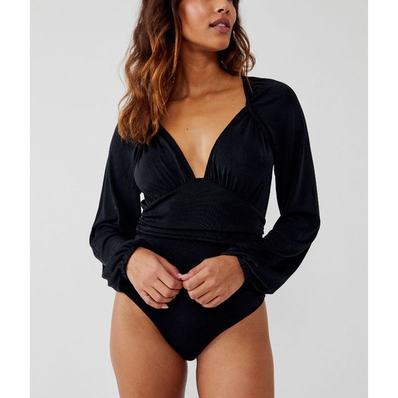 Free People Black Long Sleeve Bodysuit - Picture 2 of 9